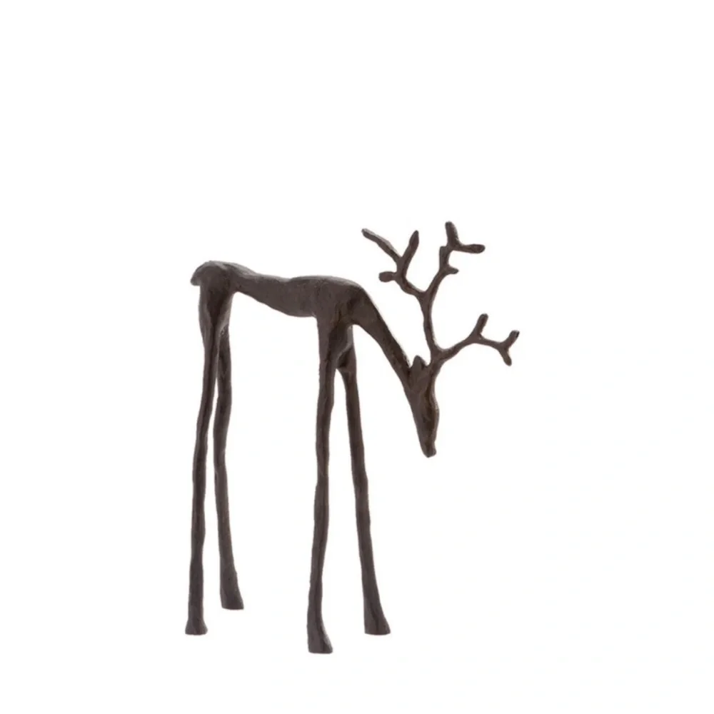 Pottery Barn Bronze Sculpted Reindeer Deer Set of 3 Holiday Christmas NEW